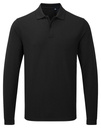 [PR997] Premier Unisex long sleeve polo shirt, powered by HeiQ Viroblock (S, Black)