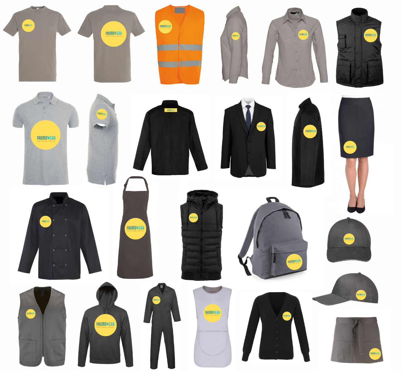 Image showing various Promowear customisation ideas for promotional wear.
