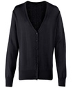 [PR697] Premier Women's button-through knitted cardigan (8, Black)