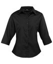 [PR305] Premier Women's ¾ sleeve poplin blouse (6, Black)