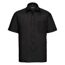 [J935M] Russell Collection Short sleeve polycotton easycare poplin shirt (S, Black)