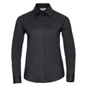 [J932F] Russell Collection Women's long sleeve easycare Oxford shirt (XS, Black)