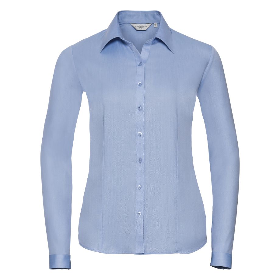 Russell Collection Women's long sleeve herringbone shirt
