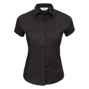 [J947F] Russell Collection Women's short sleeve easycare fitted stretch shirt (XS, Black)