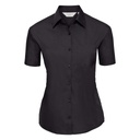 [J935F] Russell Collection Women's short sleeve polycotton easycare poplin shirt (XS, Black)