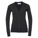 [J715F] Russell Collection Women's v-neck knitted cardigan (2XS, Black)