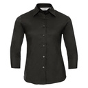 [J946F] Russell Collection Women's ¾ sleeve easycare fitted shirt (XS, Black)