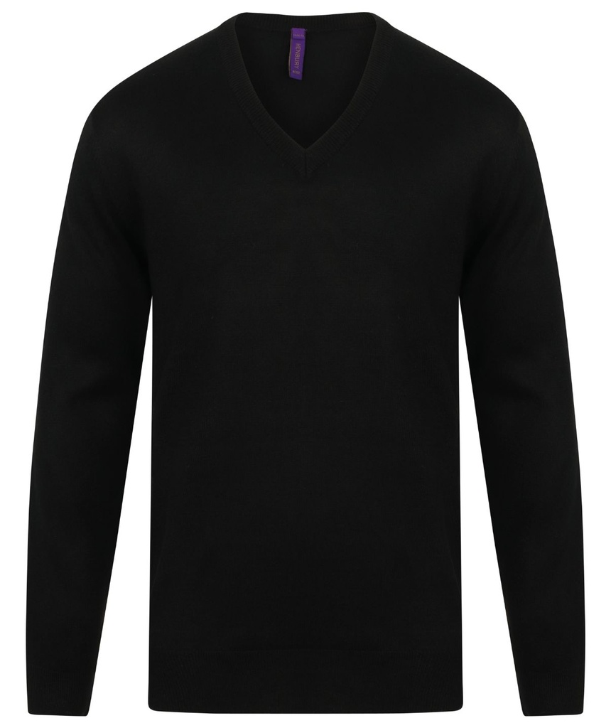 Henbury Cashmere touch acrylic v-neck jumper