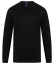 [HB760] Henbury Cashmere touch acrylic v-neck jumper (2XS, Black)