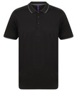 [HB485] Henbury HiCool® tipped polo shirt (XS, Black/Charcoal)