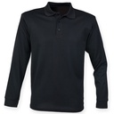 [HB478] Henbury Long sleeve Coolplus polo shirt (2XS, Black)