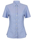 [HB518] Henbury Women's modern short sleeve Oxford shirt (XS, Blue)