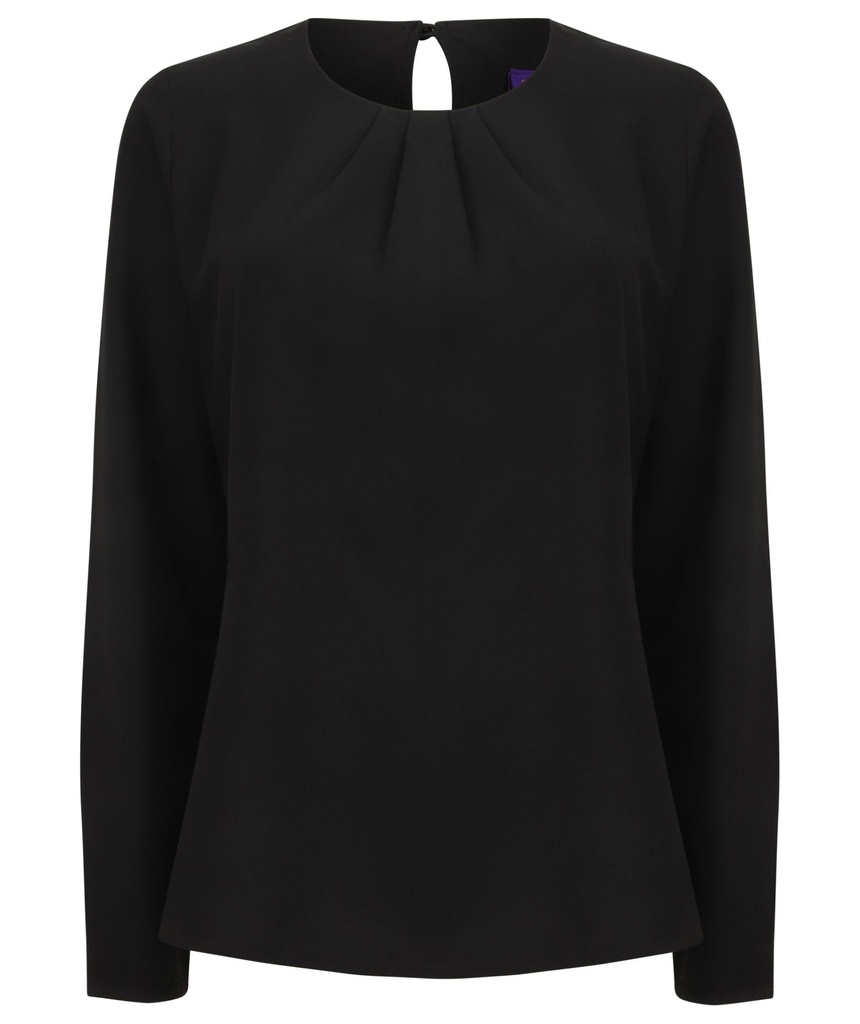 Henbury Women's pleat front long sleeve blouse