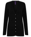 [HB723] Henbury Women's v-button cardigan (2XS, Black)