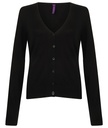 [HB726] Henbury Women's v-neck cardigan (2XS, Black)