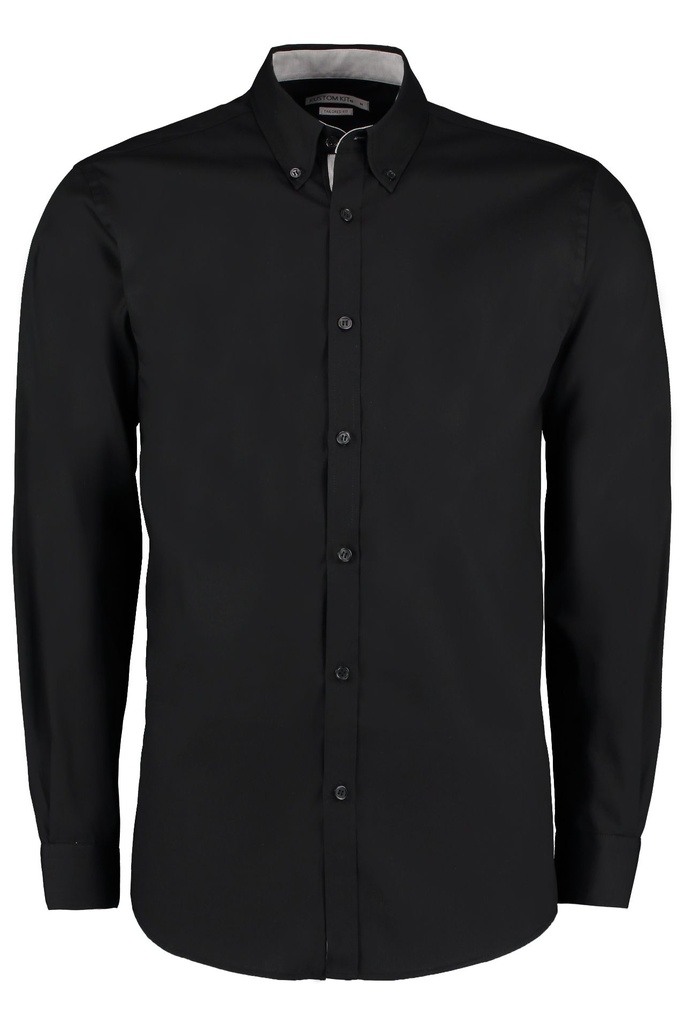 Kustom Kit Contrast premium Oxford shirt (button-down collar) long-sleeved (tailored fit)