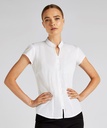 [KK727] Kustom Kit Women's continental blouse mandarin collar cap sleeve (tailored fit) (8, Black)
