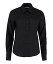 [KK702] Kustom Kit Women's corporate Oxford blouse long-sleeved (tailored fit) (6, Black)