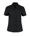 [KK701] Kustom Kit Women's corporate Oxford blouse short-sleeved (tailored fit) (6, Black)