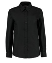 [KK361] Kustom Kit Women's workplace Oxford blouse long-sleeved (tailored fit) (6, Black)