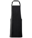 [PR162] Premier Contrast bib apron (Black/Dark Grey)