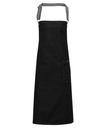 [PR134] Premier District waxed-look denim bib apron (Black Denim)