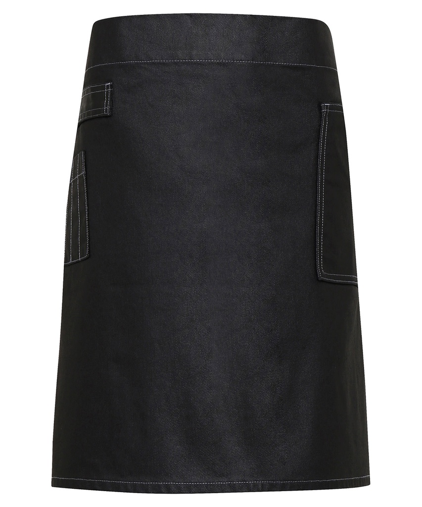 Premier Division waxed-look denim waist apron