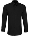 [PR204] Premier Poplin fitted long sleeve shirt (14.5, Black)