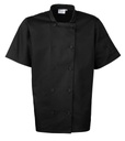 [PR656] Premier Short sleeve chef's jacket (XS, Black)