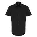 [PR246] Premier Stretch fit cotton poplin short sleeve shirt (XS, Black)