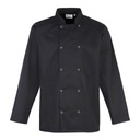 [PR665] Premier Studded front long sleeve chef's jacket (XS, Black)