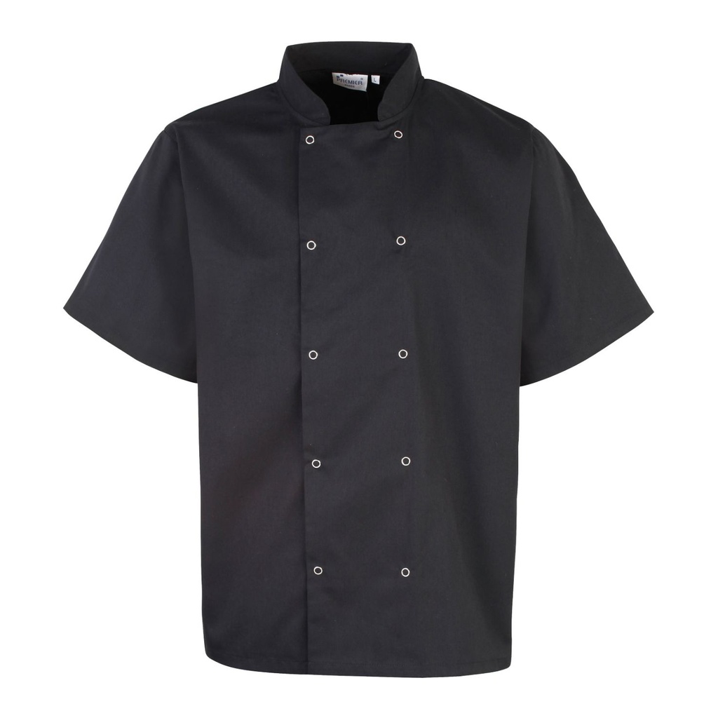 Premier Studded front short sleeve chef's jacket