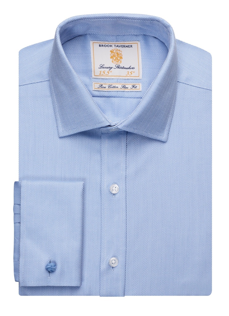 Brook Taverner Prato Slim Fit Shirt Cotton Herringbone