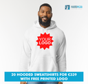 20 Gildan Heavy Blend Hooded Sweatshirts Printed with your logo for €339