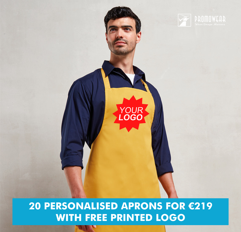 20 of our Premier Bib Aprons + Free Printed Logo for €219