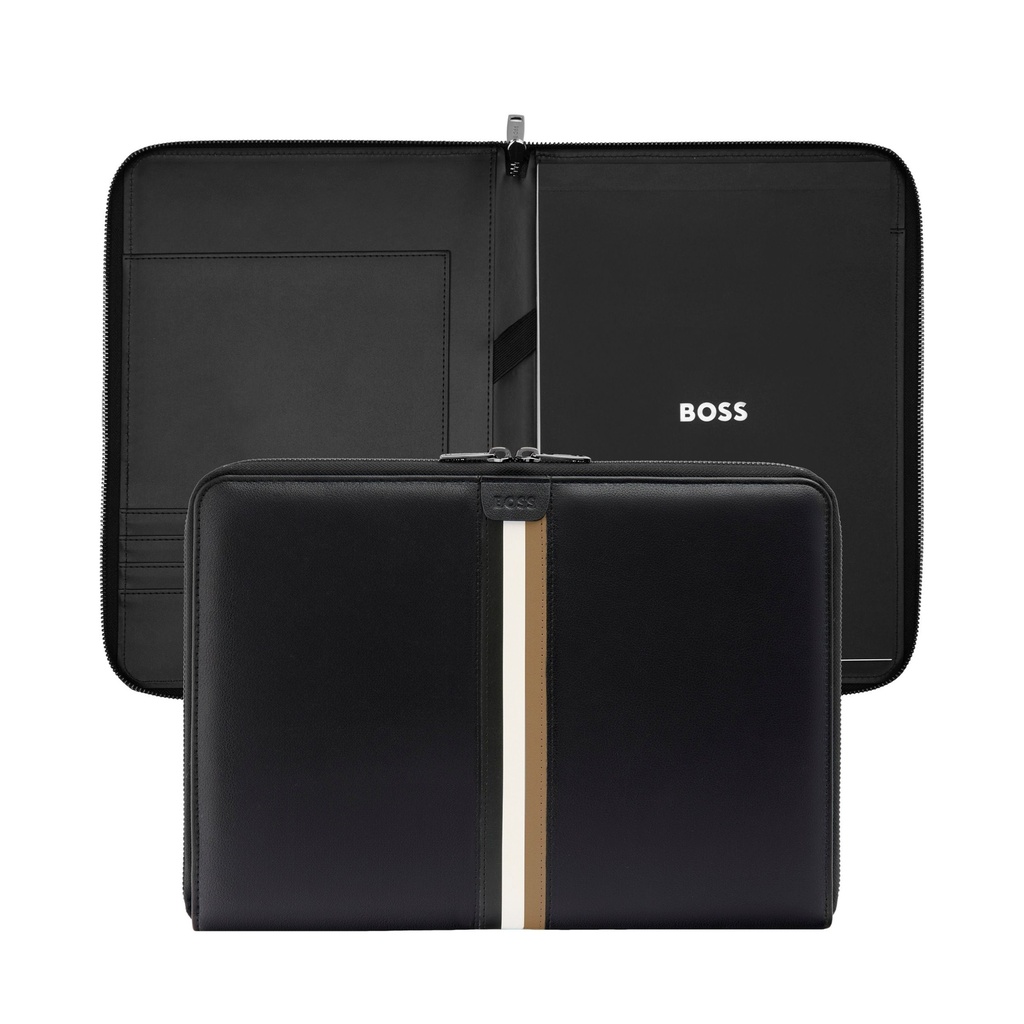 HUGO BOSS Iconic Black Zip A4 Conference Folder