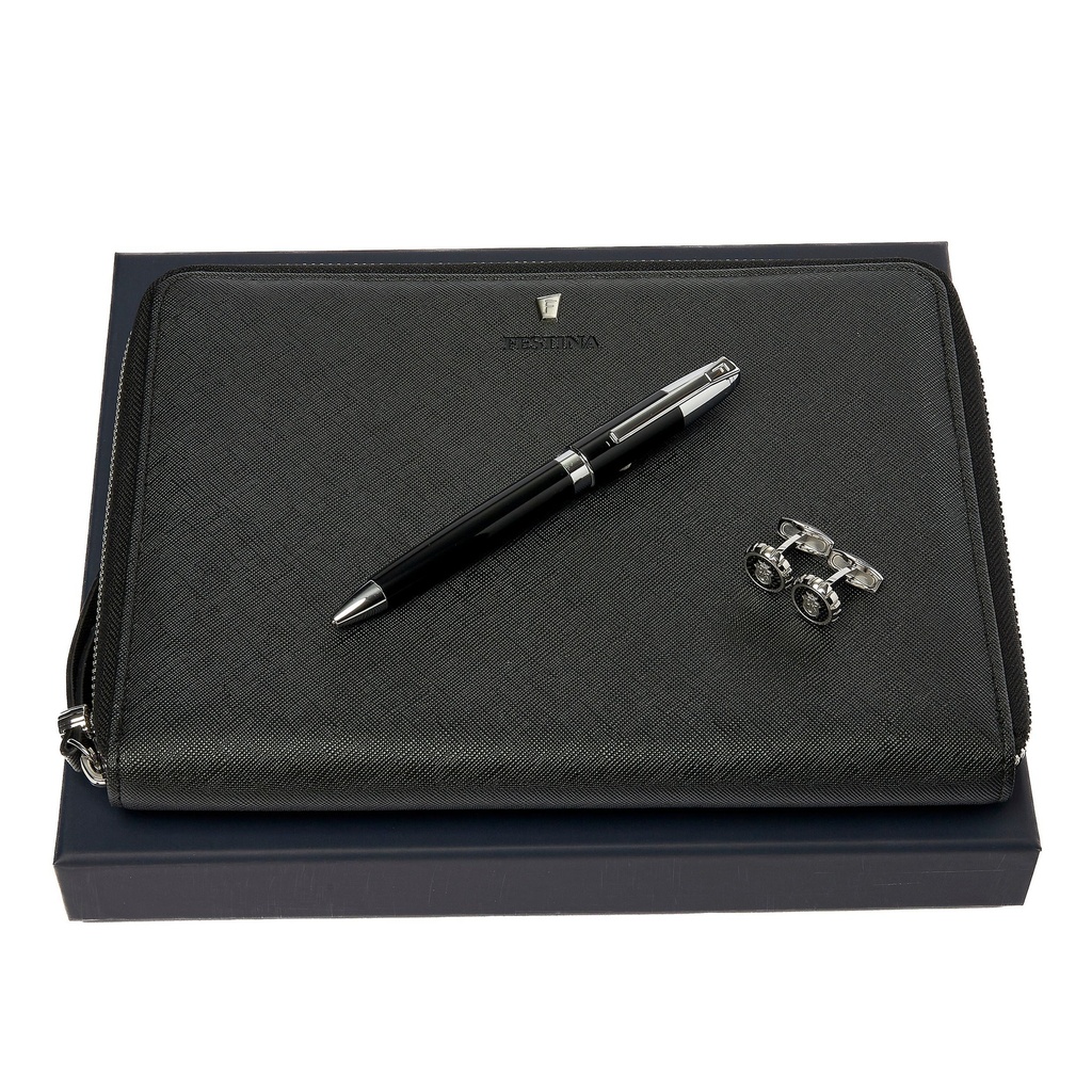 Festina Cufflinks, Ballpoint Pen & A5 Conference Folder Gift Set