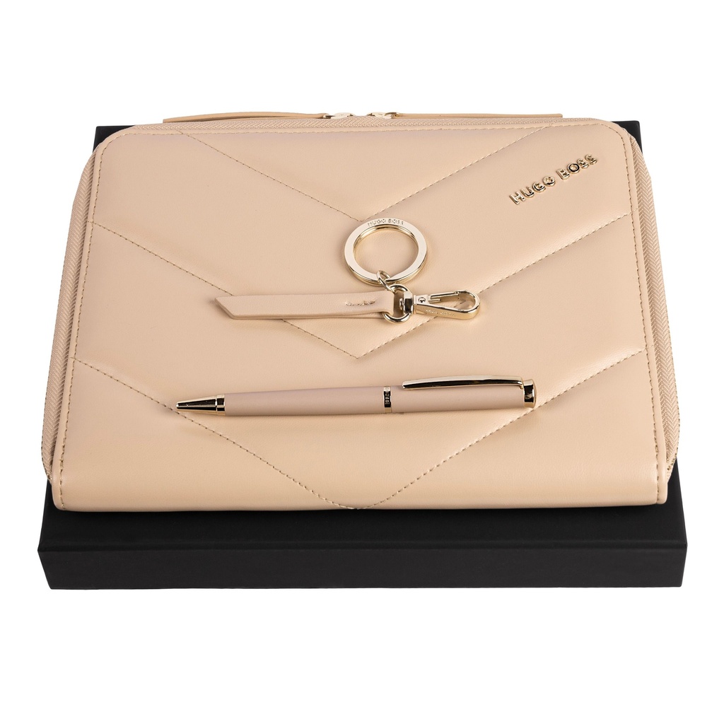 HUGO BOSS Keyring, Ballpoint Pen & A5 Conference Folder Gift Set