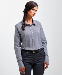Premier Women's Microcheck (Gingham) long sleeve cotton shirt