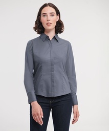 Russell Collection Women's long sleeve polycotton easycare fitted poplin shirt