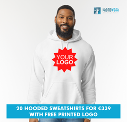 [PRINTED_HOODIE_DEAL] 20 Gildan Heavy Blend Hooded Sweatshirts Printed with your logo for €339