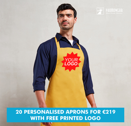 [PRINTED_APRON_DEAL] 20 of our Premier Bib Aprons + Free Printed Logo for €219