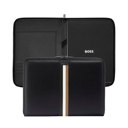 [HTA521A] HUGO BOSS Iconic Black Zip A4 Conference Folder
