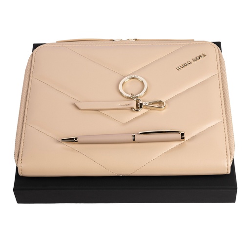 HUGO BOSS Keyring, Ballpoint Pen & A5 Conference Folder Gift Set