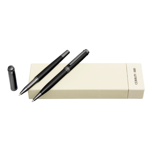 [NPBR515A] CERRUTI 1881 Belgravia Black Rollerball & Ballpoint Pen Gift Set